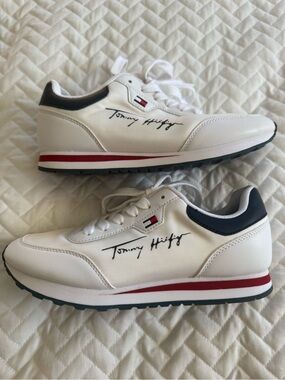 Tommy Hilfiger Signature Lace Up Red White Blue Sneakers Shoes, Sz 8